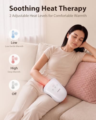 CINCOM Cordless Hand Massager with Heat and Compression, White - Image 5