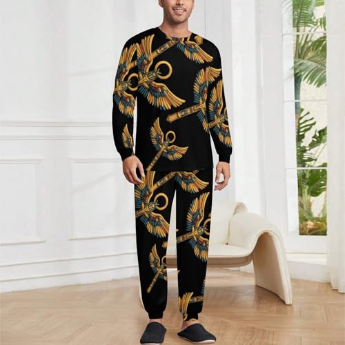 Egyptian Ankh Pajama Set Long Sleeve Lounge Sets Sleepwear 2 Pjs Nightwear for Men Women2