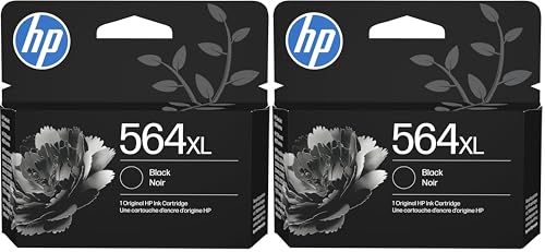 Image of HP 564XL Black High-Yield Ink | Works with DeskJet 3500; OfficeJet 4620; PhotoSmart B8550,C6300,D5400,D7560,5510,5520,6510,6520,7510,7520,Plus,Premium,eStation Series | CN684WN,(Pack of 2)