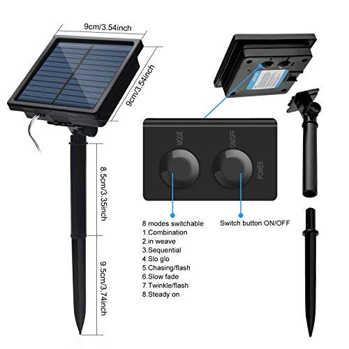 IMAGE 8 Modes Solar Rope Lights Outdoor String Lights 78.7Foot 20M Waterproof 200LED for Indoor Outdoor Garden Party Patio Lawn Decor White Color