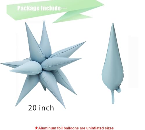 Image of 50pcs Matte Blue 20' Water Drop Foil Cone Mylar Balloons Matte Blue Star Balloons Explosion Star for Girls Boys Birthday Party Wedding Baby Shower Party Decor