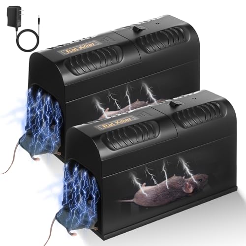 Trampas eléctricas mejoradas para ratones, para matar roedores en interiores, sin contacto y reutilizables, trampa eléctrica para ratas, control de roedores para el hogar, apartamento, ático, garaje