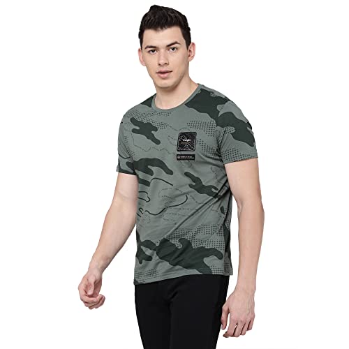 Image of Wrangler Men Olive Printed Regular Fit T-Shirt