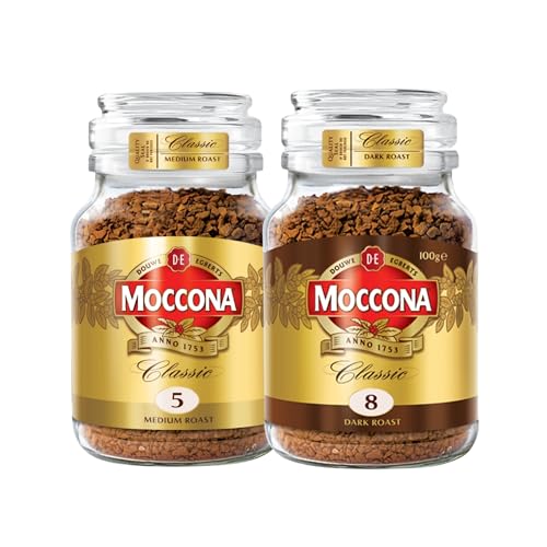 Image of Moccona Classic Medium Roast + Classic Dark Roast Instant Coffee - 200g (Pack of 2)| Imported Coffee | Premium Arabica & Robusta Blend | Freeze-Dried | Bold & Strong Flavor