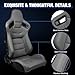 FREEMOTOR802 Racing Seats with Dual Lock Sliders, Universal For Most Cars Vehicles First Row, 1 Pair Reclinable Sport Bucket Seats, PU Carbon Fiber Look Leatherette, Gray