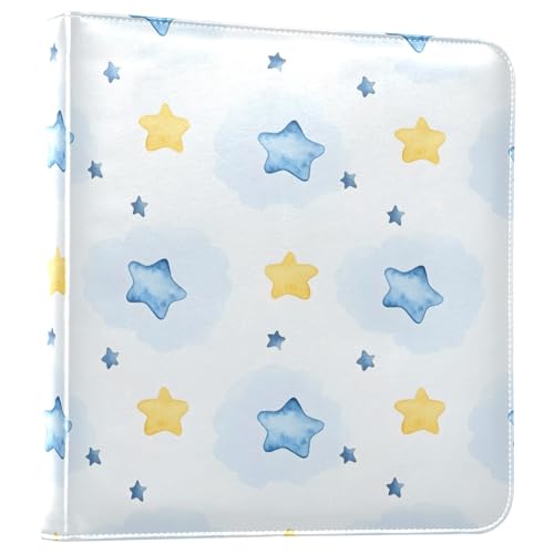 Álbum de fotos autoadhesivo para bricolaje con diseño acuarela estrellas azul, encuadernador de 3 anillas, 40 páginas, 8x10 para recuerdos miniatura 1