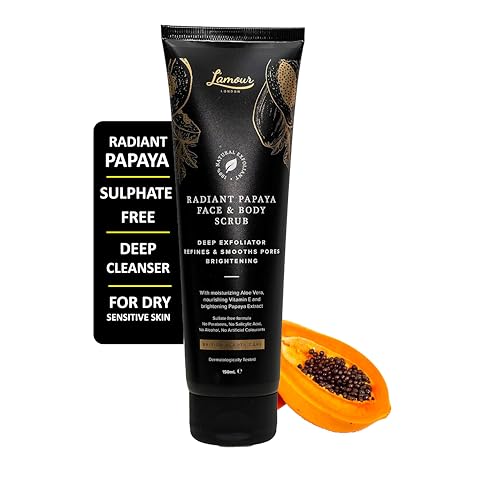 L'amour Natural | Luxury Face & Body Scrub | Vegan | Paraben & SLS Free | Exfoliating | Deep Cleanser |150ml (Papaya)