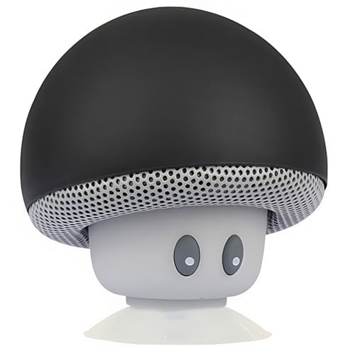 Hipipooo Mini Enceinte Champignon Bluetooth V2.1avec Ventouse, Haut-Parleur Mushroom Mignon sans Fil Compact avec iPhone, Android Phone, iPad, Tablette PC (Noir)