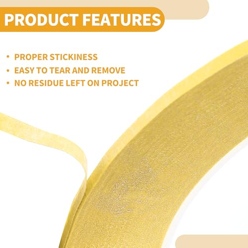Image of 1 Pc Painters Tape Masking Master Tape Easy Removal Yellow 5000x0.5x0.01cm / 54.68 Yards x 0.2 Inches x 140um