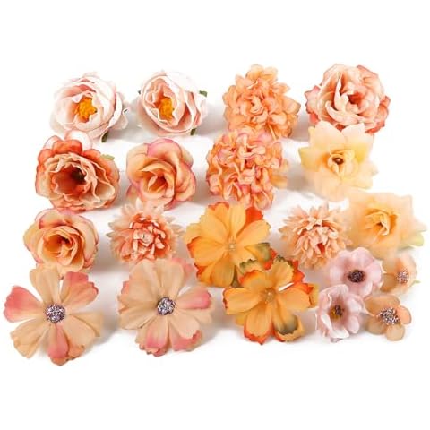20 Pcs Real Touch Orange Flower Heads Cover