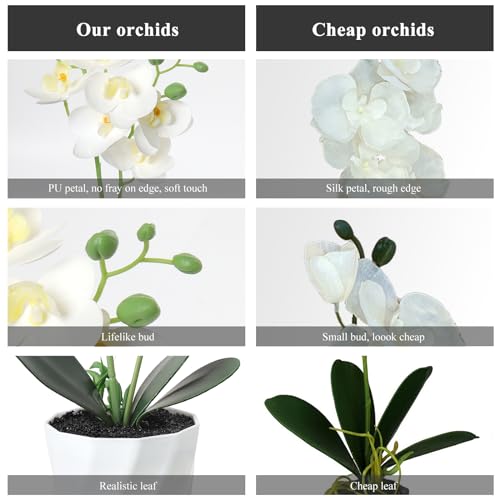 Orquídeas artificiales para bodas y eventos, 3 ramos de flores falsas en maceta para regalar 6