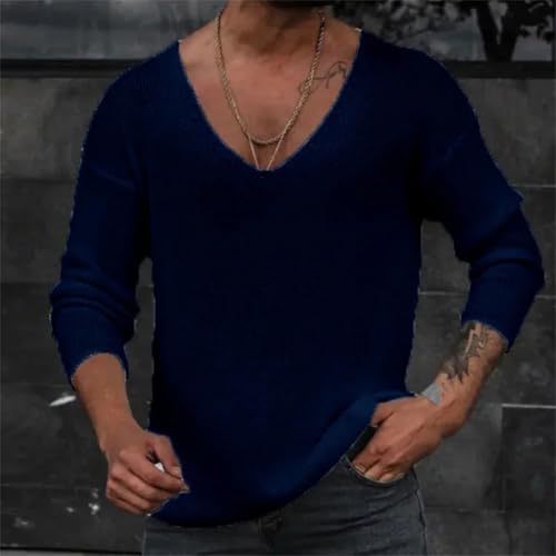 Men’s Spring Autumn V-Neck Knit Sweater Ribbed Bottoming Pullover Long Sleeve Slim Fit Lightweight Casual Top4