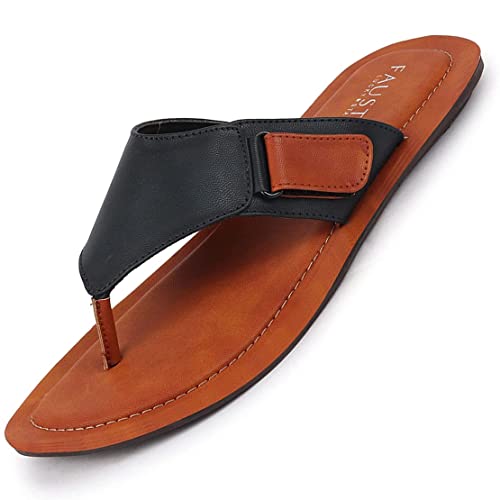 Image of FAUSTO Mens Slip On Sleek Desgined Casual Flip-Flops | Indoor & Outdoor Thong Slippers With Buckle Strap