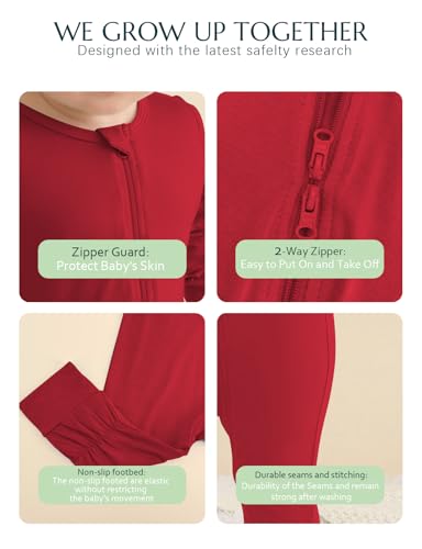 Jimonda Baby Footless Pajamas,Two Zip Closure Long Sleeve Romper,Infant Clothes Pjs 4 Pcs3
