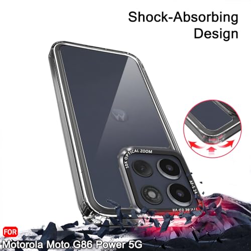 Image of TheGiftKart Hybrid Shockproof Back Cover Case for Motorola Moto G86 Power 5G | Stylish Camera Border | Electroplated Buttons | Crystal Clear Hard Back Cover Case (TPU & PC, Smoked Bumper)