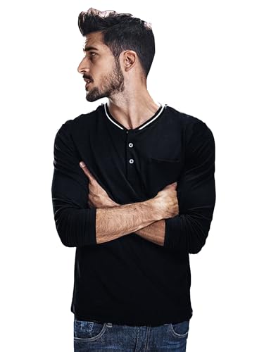 Image of fanideaz Men's Cotton Full Sleeve Henley T Shirts for Men