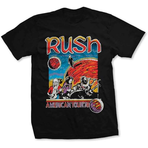 RUSH T Shirt American Tour 1978 Band Logo 2112 New Official Mens Black