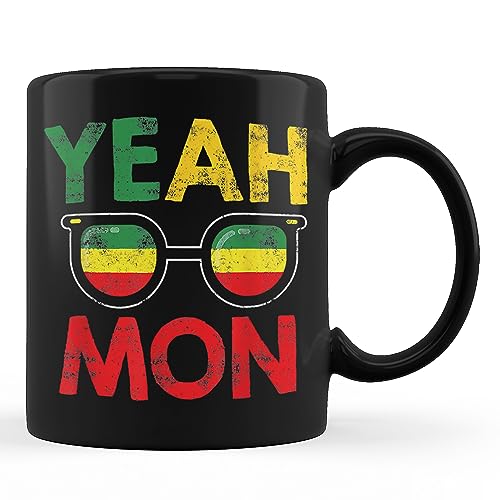 Taza de café negra XLSIPOE 11oz diseño Jamaica miniatura 1