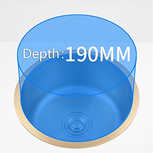 Évier à cuve simple compact rond doré pour éviter les éclaboussures