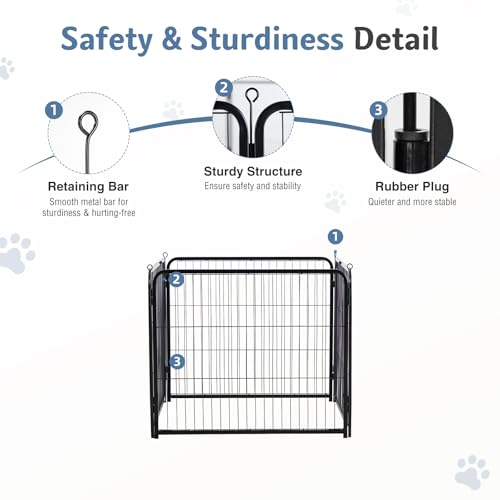 Image of DUMOS Dog Playpen 32 Inch 4 Panels Indoor Outdoor Metal Pet Fence | Foldable Dog Play Pen with Door, Portable Exercise, RV Camping, Puppy Small Medium Dogs