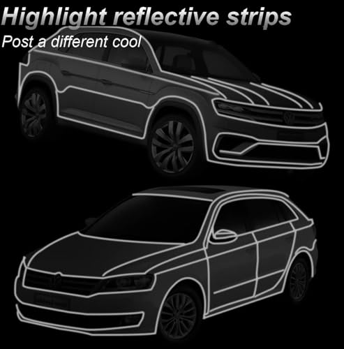 Image of WALLMATE Reflective Strip Sticker Self-Adhesive Night Visibility Warning Tape Waterproof Safety Reflector for Car, Bikes,Truck And Other Vihicle (Silver strip, 0.5 In x 45 Mtr (1771 in) (PCK OF 2))