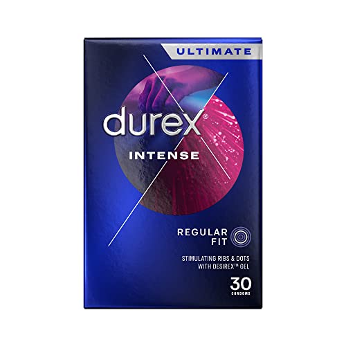 Durex Intense Condoms 30s Regular Fit Pre Lubricated Desirex Gel Ribbed and Dotted