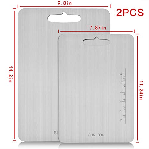 Tabla de cortar rectangular acero inoxidable 2 piezas miniatura 2