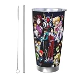 機動戦士ガンダム 車載用 マグカップ コーヒーカップ 600ml保温保冷カップ ストローと蓋付き 大容量 持ち運びに便利 そのまま飲める 可愛くておしゃれ アウトドア 釣り キャンプなどにも最適 Straw Two-piece Set