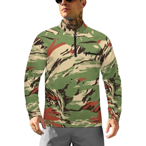Rhodesian Camouflage Men's Sun Protection Shirts UV SPF UPF 50+ Long Sleeve Rash Guard Lightweight