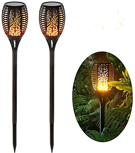 Yorkshire Homeware Solar Torch Lights Waterproof Dancing Flickering Flame Solar Lights Landscape Decoration Lighting Dusk to Dawn Auto On/Off Security Solar Flame for Garden Patio Pathway (2 Lights)