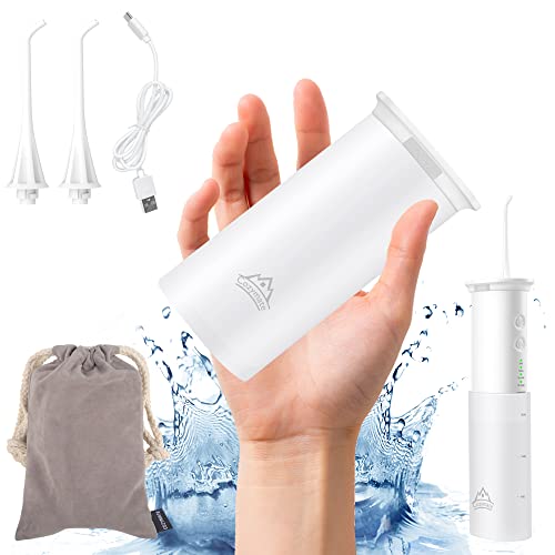 Water Flosser Mini Cordless Portable Oral Irrigator Water Teeth - Telescopic 180ml Water Tank and Rechargeable IPX7 Waterproof 3 Modes Teeth Cleaner with 2 Jet Tips for Home and Travel