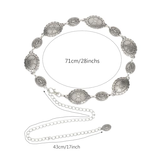 Women-Western-Cowgirl-Belt Metal-Adjustable-Chain-Link-Belts for Dresses Jeans Country Concert Outfit3