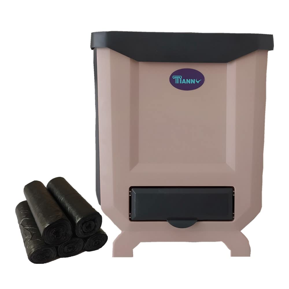 TIANNV 10L Pieghevole Cestino Con 100pcs Sacchetto Monouso, Armadio Porta Appeso Pieghevole Cestini di Rifiuti, Pattumiera Per Casa Cucina Armadio Bagno Auto Ufficio (Coffee)