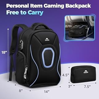 MATEIN 17.3 Inch Gaming Laptop Backpack for Men, TSA Friendly Travel Laptop Backpack with Organizer Pouch, Rain Cover, Padded Laptop Protection, Anti Theft Pocket, Carry On Gaming Bag
