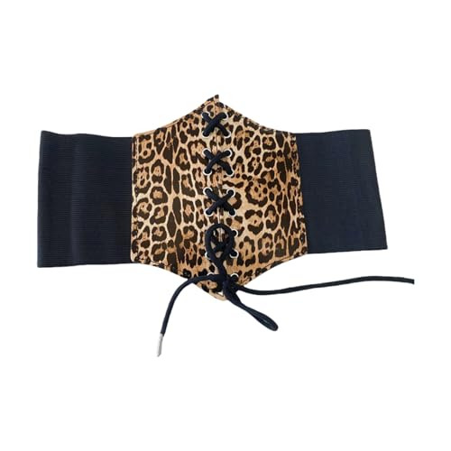 Animal Pattern Corset Retro Lace Girdle Belt Laceup Tied Wide Cincher French Styles Party Dressingup Waist Accessory
