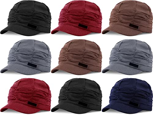 9 Pcs Women Newsboy Cabbie Cap Fashion Hat With Brim Sun Hat Baseball Cap For Woman Ladies Chemo Patients Daily Use #TOP7