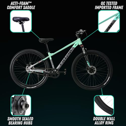 FitTrip Fox Rush 29T Unisex Cycle | Premium Non Gear Single Speed MTB | XC60 Lockout Suspension | Clarks UK Powerful Disk Brakes | 1030 Alloy Frame w/Internal Cabling | (Turquoise Green)