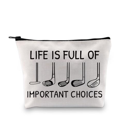 PLITI Regali da golf per donne golfisti accessori da golf Regalo giocatore di golf La vita è piena di scelte importanti Borsa per il trucco da golf, Choice Golf Bagu, alla moda