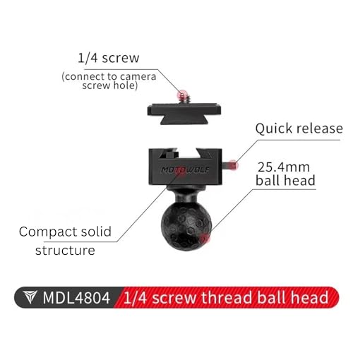 Image of Yellowfin 1 /4 Thread Quick Release Adapter | 25.4mm Ball Head, Action Camera Mount for Tripod, Selfie Stick, Bike & Motorcycle Brackets, Compatible with Insta360, DJI Osmo Action, SJCAM