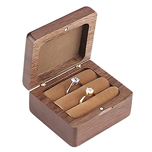 Boîte à Bagues de Mariage en Bois, Bois Bague Boite, Boîte à Bague De Fiançailles, Boîte à Alliances, pour Pendaison de Crémaillère, Anniversaire de Mariage, Noël, Thanksgiving, Saint Valentin Cover