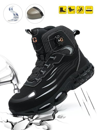Steel-Toe Work Shoes, Non-Slip Mid-Top Safety Sneakers, Anti-Smashing, Anti-Puncture Protective Footwear, Comfortable Walking Shoes for Men Women2