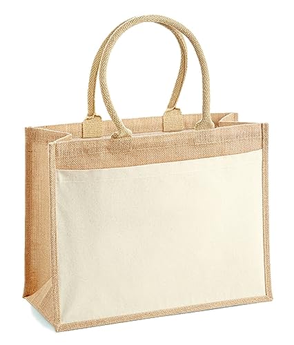 Westford Mill W427 Cotton Pocket Jute Shopper Einheitsgröße