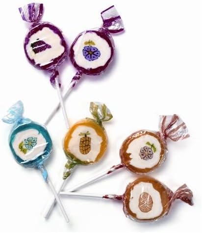 30 x Fun Fruits & Flowers Rock Lollies - Sweets Candy Fruity Lollies