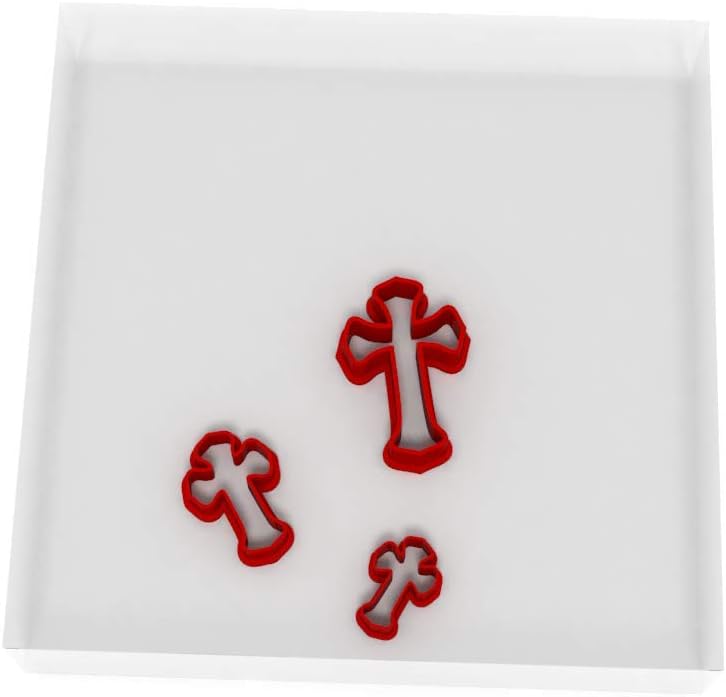 JUST Tiny Cross Shape Cutters | Set of 3 Mini Plastic Cutter for Fondant, Clay, Crafts, Icing, Baking (1.25", 0.75", 0.5")