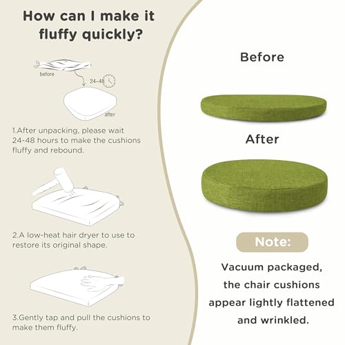 Cojines para silla redonda de 12 pulgadas pack de 4 con acabado verde texturizado 8