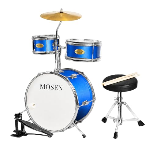 MOSEN Drum Set for Kids, 3-Piece Beginner Drum Kit with 14' Bass Drum, Tom Snare Drums, Adjustable...