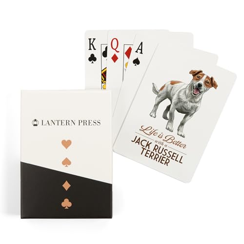 Lantern Press Jack Russell Terrier, 52 naipes tamaño póker