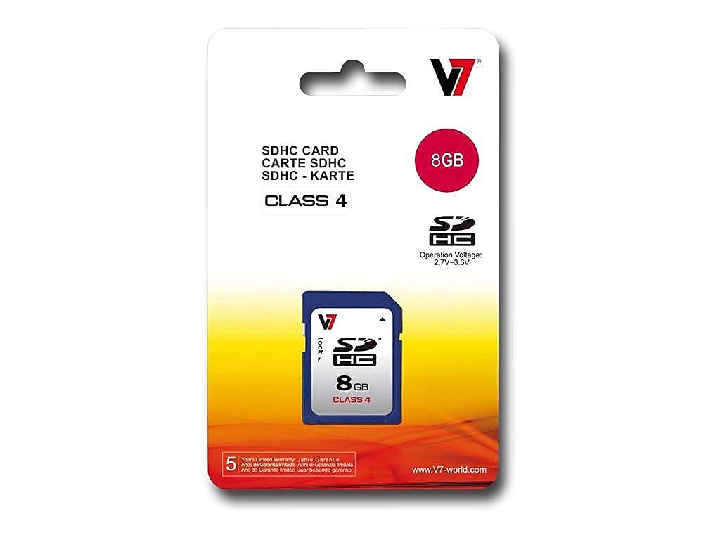 V7 8GB SDHC Class 4 Flash Memory Card (VASDH8GCL4R-1N)