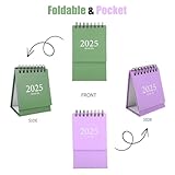 2 Pcs Mini Desk Calendar 2024/2025, Pocket Calendar from July 2024 to December 2025, Solid Color Small Desktop Calendar with Stickers, Tiny Calendar for Home Office School (Green+Purple) - Image 6
