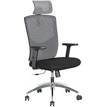 Office Chair High Back Mesh Ergonomic Adjustable Height Computer Desk Chair with Lumbar Support, Headrest and Adjustable Armrest Black and Grey